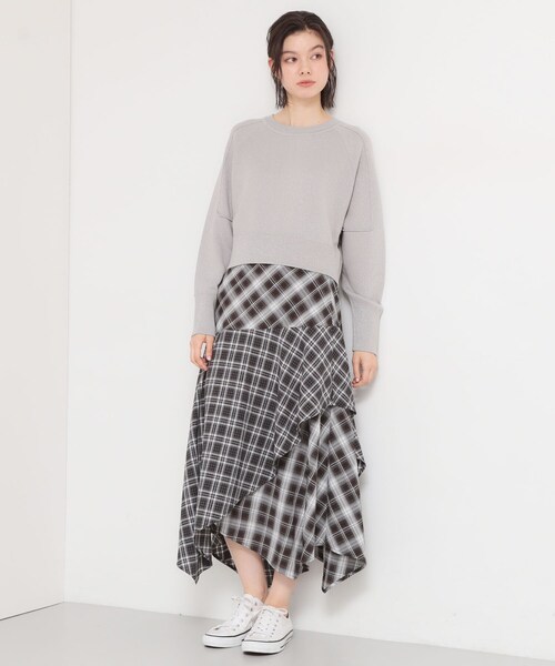 THE SHOP TK （ザ ショップ ティーケー ）の「【着丈が選べる】スウェットライクラメジャカードニット（ニット/セーター・レディース・ピンク/アイボリー/アイボリー系/グレー系/グレー/ピンク系1・99）」の12枚目の写真