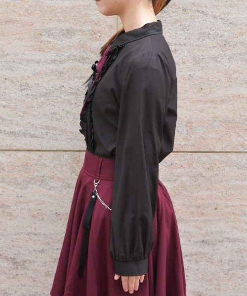 axes femme(アクシーズファム)の「レースアップタイ付BL(シャツ/ブラウス・レディース・キナリ/ベージュ/ブラック・MEDIUM/LARGE)」の5枚目の写真