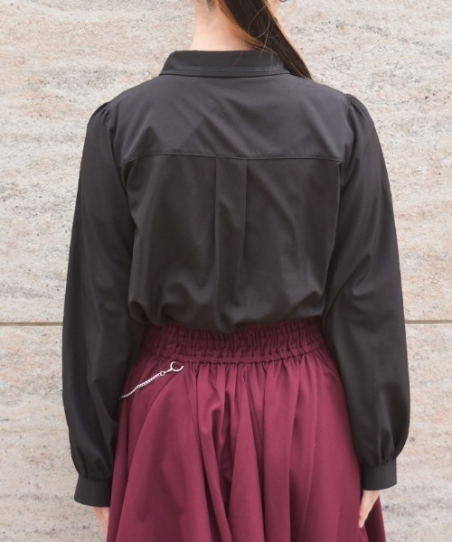 axes femme(アクシーズファム)の「レースアップタイ付BL(シャツ/ブラウス・レディース・キナリ/ベージュ/ブラック・MEDIUM/LARGE)」の6枚目の写真