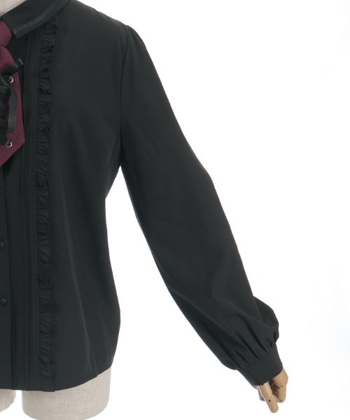 axes femme(アクシーズファム)の「レースアップタイ付BL(シャツ/ブラウス・レディース・キナリ/ベージュ/ブラック・MEDIUM/LARGE)」の16枚目の写真