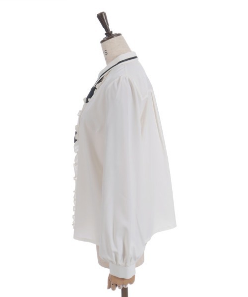 axes femme(アクシーズファム)の「レースアップタイ付BL(シャツ/ブラウス・レディース・キナリ/ベージュ/ブラック・MEDIUM/LARGE)」の18枚目の写真