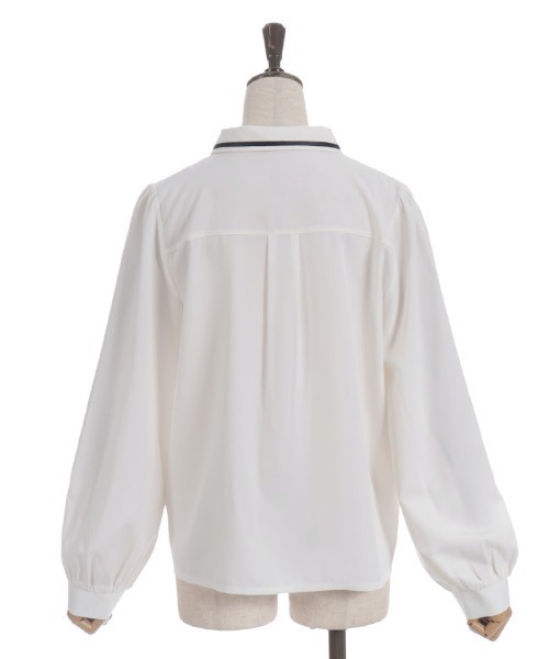 axes femme(アクシーズファム)の「レースアップタイ付BL(シャツ/ブラウス・レディース・キナリ/ベージュ/ブラック・MEDIUM/LARGE)」の19枚目の写真