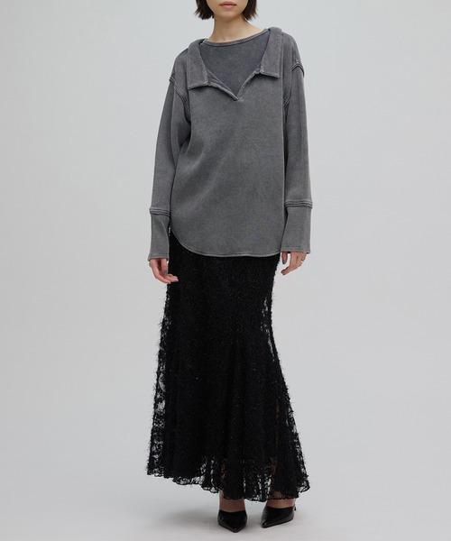 Ameri（アメリ）の「SHEER FEATHER MERMAID SKIRT（スカート・レディース・ブラック/グレイッシュベージュ・SMALL/MEDIUM）」の8枚目の写真