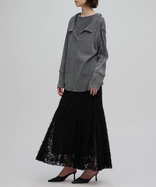 Ameri（アメリ）の「SHEER FEATHER MERMAID SKIRT（スカート・レディース・ブラック/グレイッシュベージュ・SMALL/MEDIUM）」の9枚目の写真