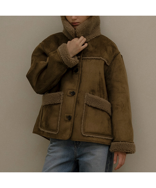 KNOWNBETTER（ノウンベター）の「Faux fur-collar shearling jacket [KNFW05JP01]_[2color]（その他アウター・レディース・カーキ/Beige・FREE）」の2枚目の写真