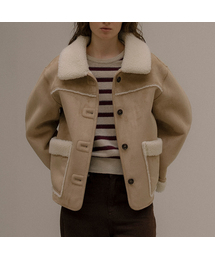 Faux fur-collar shearling jacket [KNFW05JP01]_[2color]