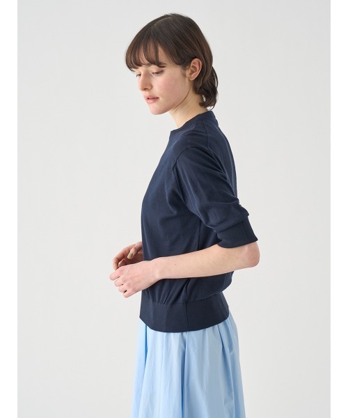 JOHN SMEDLEY(ジョンスメドレー)の「ターンバック5分袖コットンニットプルオーバー(ニット/セーター・レディース・ネイビー・S/M)」の7枚目の写真