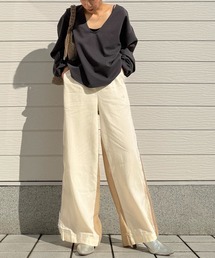 Q | バイカラーサイドラインパンツ(その他パンツ)