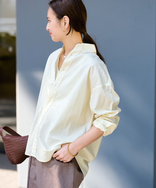 FRAMeWORK（フレームワーク）の「≪追加≫コットンレギュラーカラーシャツ 2（シャツ/ブラウス・レディース・スカイブルー/ホワイト/ライトイエロー/ブラウン・FREE）」の4枚目の写真