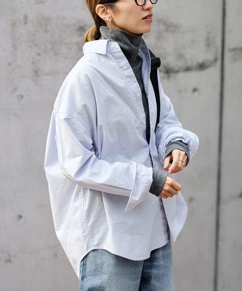 FRAMeWORK（フレームワーク）の「≪追加≫コットンレギュラーカラーシャツ 2（シャツ/ブラウス・レディース・スカイブルー/ホワイト・FREE）」の2枚目の写真