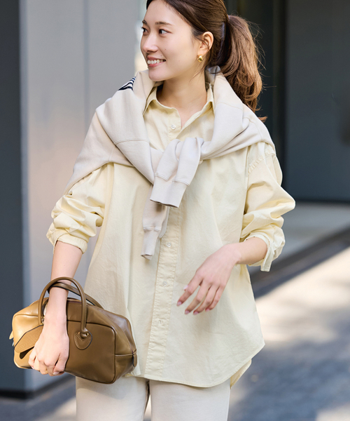 FRAMeWORK（フレームワーク）の「≪追加≫コットンレギュラーカラーシャツ 2（シャツ/ブラウス・レディース・スカイブルー/ホワイト/ライトイエロー/ブラウン・FREE）」の8枚目の写真