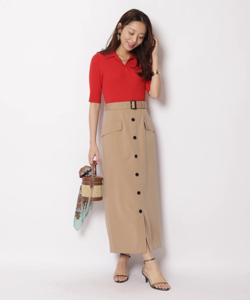 JUSGLITTY（ジャスグリッティー）の「スキッパータイトドッキングワンピース（ワンピース・レディース・オフホワイト/レッド/ネイビー・2/1）」の3枚目の写真