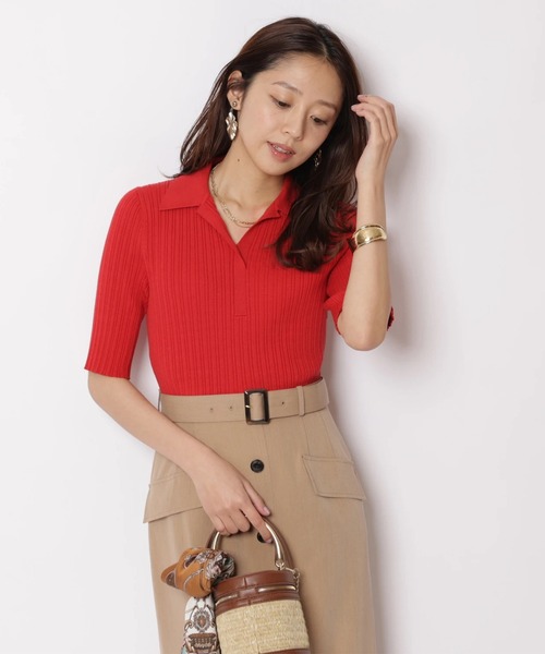 JUSGLITTY（ジャスグリッティー）の「スキッパータイトドッキングワンピース（ワンピース・レディース・オフホワイト/レッド/ネイビー・2/1）」の4枚目の写真