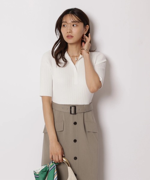 JUSGLITTY（ジャスグリッティー）の「スキッパータイトドッキングワンピース（ワンピース・レディース・オフホワイト/レッド/ネイビー・2/1）」の10枚目の写真