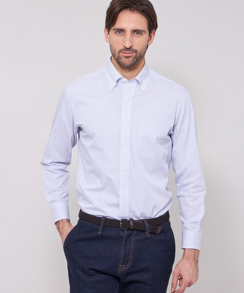 MACKINTOSH LONDON(マッキントッシュ ロンドン)の「ジオメトリックジャカードシャツ(シャツ/ブラウス・メンズ・パープル/ブルー・XL/L/M)」の1枚目の写真