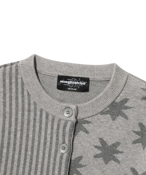 NICE GHOST CLUB（ナイスゴーストクラブ）の「PATCHWORK KNIT CARDIGAN_GREY(NG2GSUK681A)（カーディガン/ボレロ・レディース・グレー・SMALL/MEDIUM）」の3枚目の写真