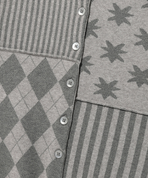 NICE GHOST CLUB（ナイスゴーストクラブ）の「PATCHWORK KNIT CARDIGAN_GREY(NG2GSUK681A)（カーディガン/ボレロ・レディース・グレー・SMALL/MEDIUM）」の4枚目の写真