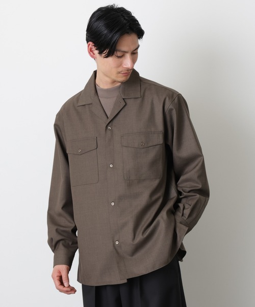 NANO universe（ナノユニバース）の「｢Gavante｣ ドライギャバオープンカラーシャツ（シャツ/ブラウス・メンズ・カーキ/ライトベージュ・L/M）」の2枚目の写真