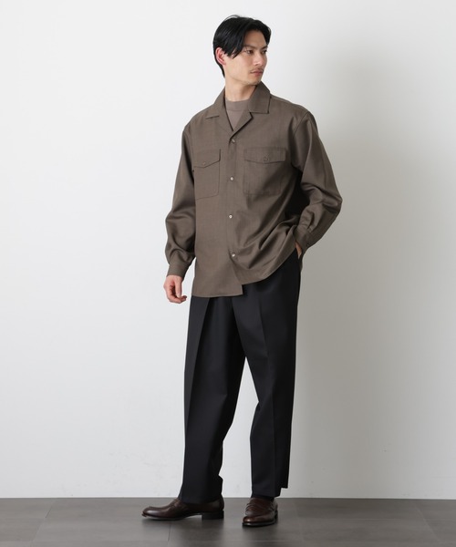 NANO universe（ナノユニバース）の「｢Gavante｣ ドライギャバオープンカラーシャツ（シャツ/ブラウス・メンズ・カーキ/ライトベージュ・L/M）」の13枚目の写真