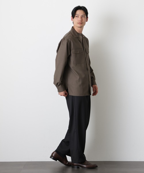 NANO universe（ナノユニバース）の「｢Gavante｣ ドライギャバオープンカラーシャツ（シャツ/ブラウス・メンズ・カーキ/ライトベージュ・L/M）」の14枚目の写真