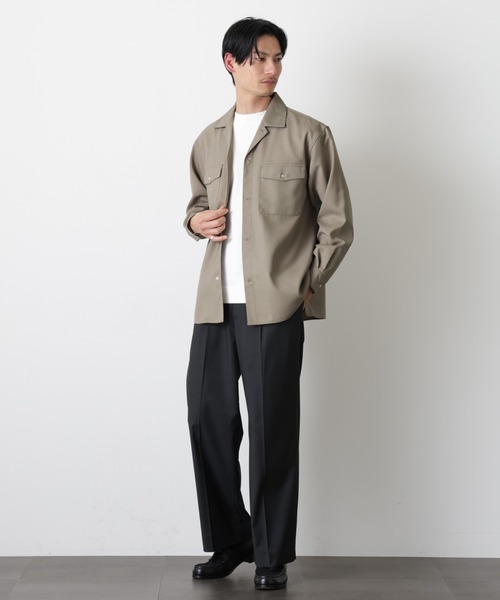NANO universe（ナノユニバース）の「｢Gavante｣ ドライギャバオープンカラーシャツ（シャツ/ブラウス・メンズ・カーキ/ライトベージュ・L/M）」の7枚目の写真
