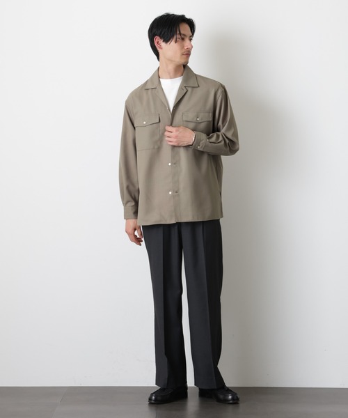 NANO universe（ナノユニバース）の「｢Gavante｣ ドライギャバオープンカラーシャツ（シャツ/ブラウス・メンズ・カーキ/ライトベージュ・L/M）」の6枚目の写真