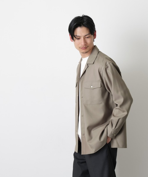 NANO universe（ナノユニバース）の「｢Gavante｣ ドライギャバオープンカラーシャツ（シャツ/ブラウス・メンズ・カーキ/ライトベージュ・L/M）」の4枚目の写真