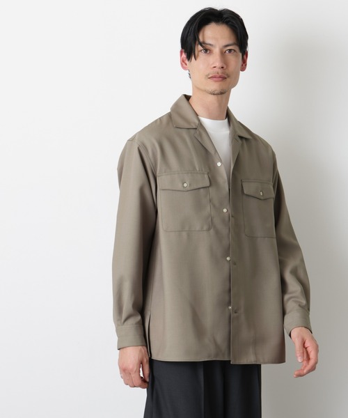 NANO universe（ナノユニバース）の「｢Gavante｣ ドライギャバオープンカラーシャツ（シャツ/ブラウス・メンズ・カーキ/ライトベージュ・L/M）」の3枚目の写真