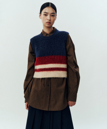 STUDIO TOMBOY（スタジオトムボーイ）の「モヘアストライプニットベスト_ネイビー 9105452117（ベスト）」