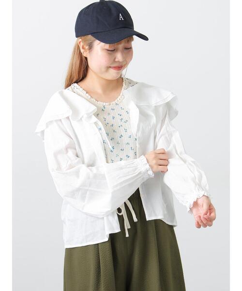 Samansa Mos2（サマンサ モスモス）の「フリル襟ブラウス（シャツ/ブラウス・レディース・ブラック/ブルー/オフホワイト・F）」の2枚目の写真