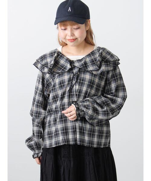 Samansa Mos2（サマンサ モスモス）の「フリル襟ブラウス（シャツ/ブラウス・レディース・ブラック/ブルー/オフホワイト・F）」の8枚目の写真