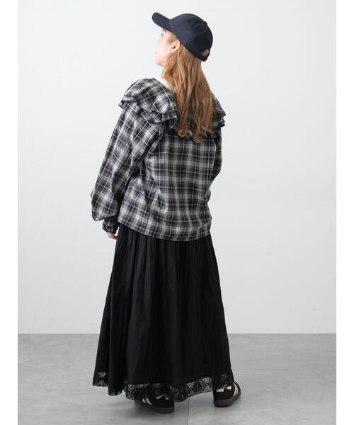 Samansa Mos2（サマンサ モスモス）の「フリル襟ブラウス（シャツ/ブラウス・レディース・ブラック/ブルー/オフホワイト・F）」の12枚目の写真