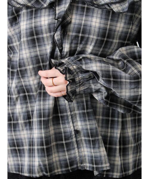 Samansa Mos2（サマンサ モスモス）の「フリル襟ブラウス（シャツ/ブラウス・レディース・ブラック/ブルー/オフホワイト・F）」の5枚目の写真