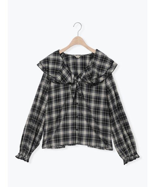 Samansa Mos2（サマンサ モスモス）の「フリル襟ブラウス（シャツ/ブラウス・レディース・ブラック/ブルー/オフホワイト・F）」の7枚目の写真