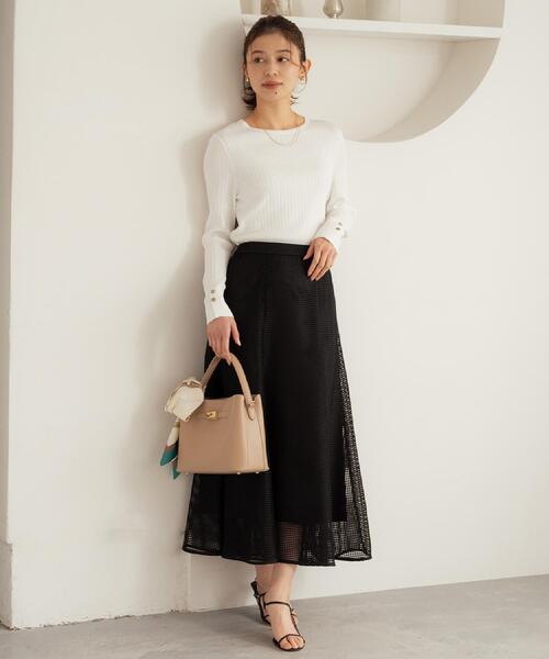 UNTITLED（アンタイトル）の「スクエアメッシュスカート（スカート・レディース・ブラック/カーキ/ホワイト・01/00/03/02/50/48/44/46/04/42）」の10枚目の写真