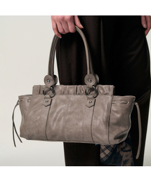 Ruched Belt Tote Bag_GREY