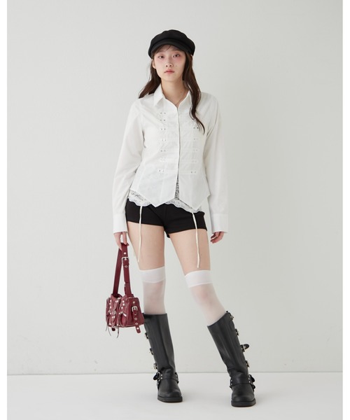 WHO'S WHO gallery(フーズフーギャラリー)の「レースガータートップス(Tシャツ/カットソー・レディース・ホワイト/ブラック・FREE)」の15枚目の写真