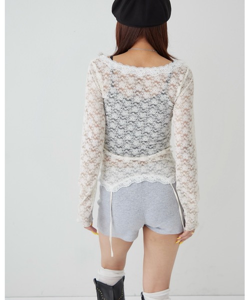 WHO'S WHO gallery(フーズフーギャラリー)の「レースガータートップス(Tシャツ/カットソー・レディース・ホワイト/ブラック・FREE)」の6枚目の写真