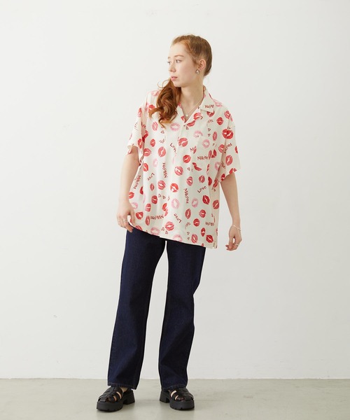 MILKFED.（ミルクフェド）の「LIP PRINT SHIRT（シャツ/ブラウス・レディース・オフホワイト/ブラック/ライトピンク・ONE SIZE）」の6枚目の写真