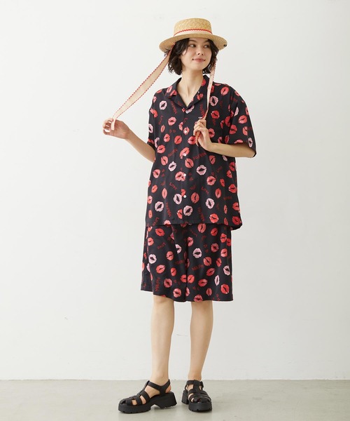 MILKFED.（ミルクフェド）の「LIP PRINT SHIRT（シャツ/ブラウス・レディース・オフホワイト/ブラック/ライトピンク・ONE SIZE）」の12枚目の写真