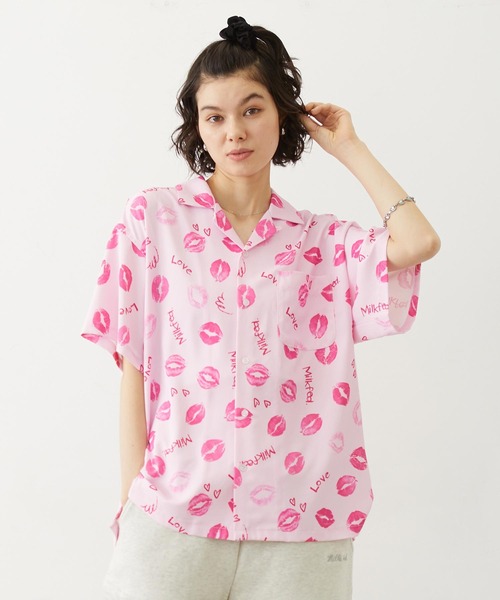 MILKFED.（ミルクフェド）の「LIP PRINT SHIRT（シャツ/ブラウス・レディース・オフホワイト/ブラック/ライトピンク・ONE SIZE）」の13枚目の写真
