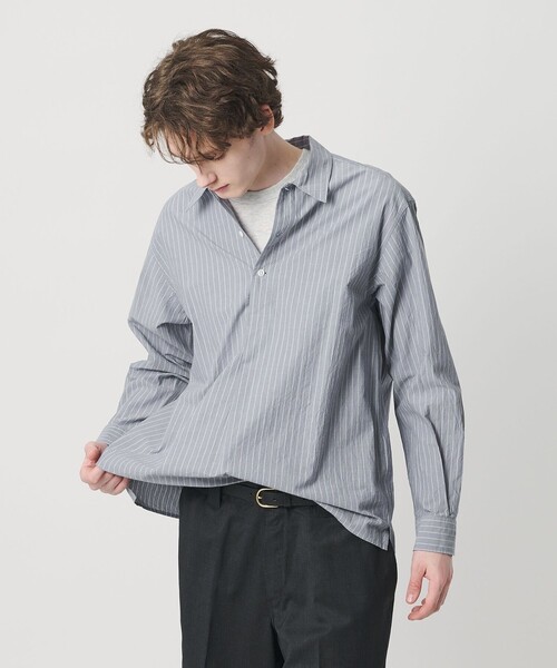 BEAUTY&YOUTH UNITED ARROWS(ビューティーアンドユースユナイテッドアローズ)の「TYP ワッシャー ピンストライプ プルオーバーシャツ(シャツ/ブラウス・メンズ・オフホワイト/ネイビー・L/M/XL/S)」の9枚目の写真