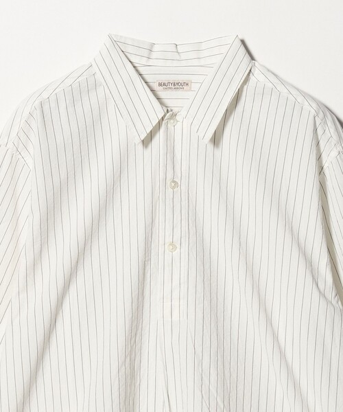 BEAUTY&YOUTH UNITED ARROWS(ビューティーアンドユースユナイテッドアローズ)の「TYP ワッシャー ピンストライプ プルオーバーシャツ(シャツ/ブラウス・メンズ・オフホワイト/ネイビー・L/M/XL/S)」の4枚目の写真