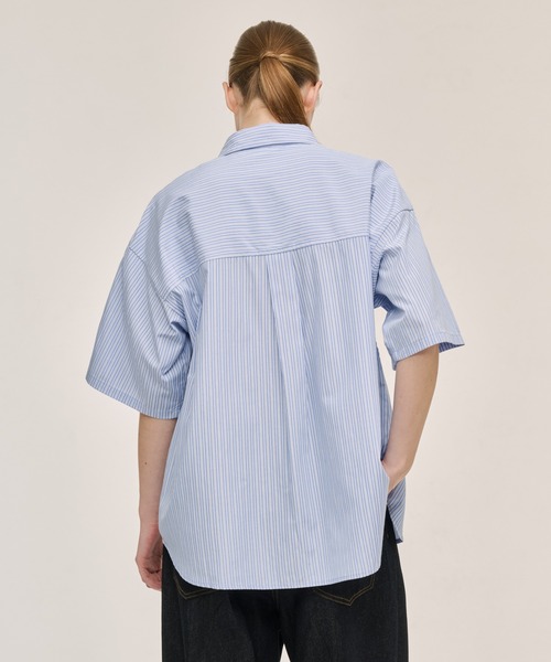 WETTEMPT（ウィテンプト）の「DOUBLE POCKET STRIPE S/S SHIRT / ダブルポケットストライプS/Sシャツ（シャツ/ブラウス・メンズ・ブラウン/サックスブルー/ブルー・SMALL/MEDIUM/LARGE）」の9枚目の写真