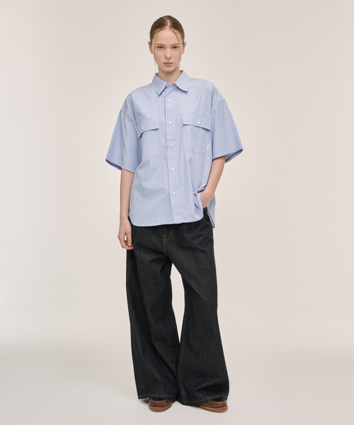 WETTEMPT（ウィテンプト）の「DOUBLE POCKET STRIPE S/S SHIRT / ダブルポケットストライプS/Sシャツ（シャツ/ブラウス・メンズ・ブラウン/サックスブルー/ブルー・SMALL/MEDIUM/LARGE）」の13枚目の写真