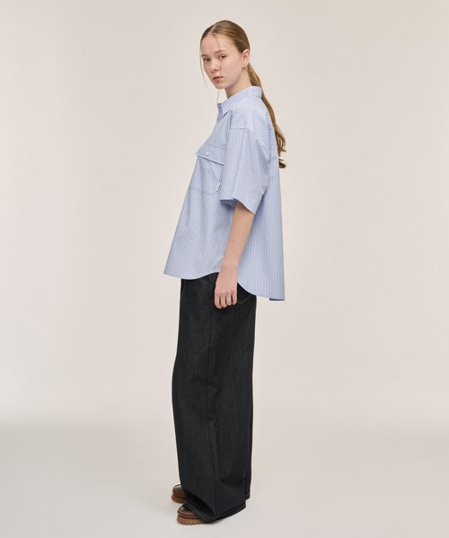 WETTEMPT（ウィテンプト）の「DOUBLE POCKET STRIPE S/S SHIRT / ダブルポケットストライプS/Sシャツ（シャツ/ブラウス・メンズ・ブラウン/サックスブルー/ブルー・SMALL/MEDIUM/LARGE）」の16枚目の写真