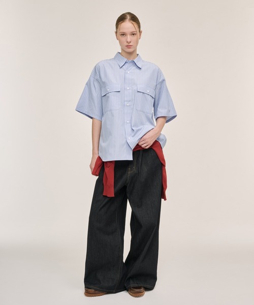 WETTEMPT（ウィテンプト）の「DOUBLE POCKET STRIPE S/S SHIRT / ダブルポケットストライプS/Sシャツ（シャツ/ブラウス・メンズ・ブラウン/サックスブルー/ブルー・SMALL/MEDIUM/LARGE）」の17枚目の写真