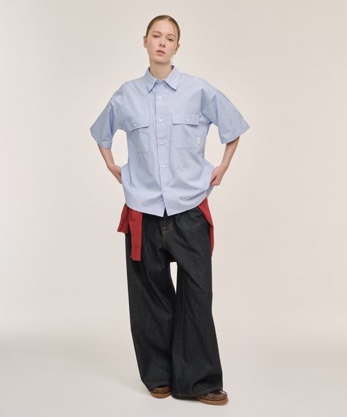 WETTEMPT（ウィテンプト）の「DOUBLE POCKET STRIPE S/S SHIRT / ダブルポケットストライプS/Sシャツ（シャツ/ブラウス・メンズ・ブラウン/サックスブルー/ブルー・SMALL/MEDIUM/LARGE）」の18枚目の写真