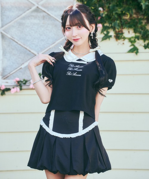 ReAmour（リアムール）の「バルーンロゴスカート（スカート・レディース・ブラック/ピンク・FREE）」の2枚目の写真