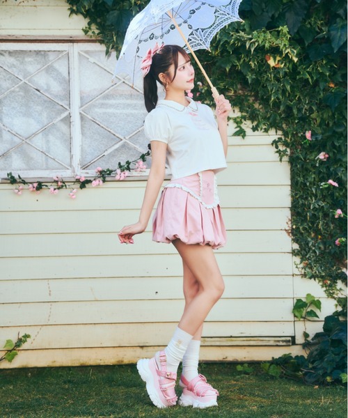 ReAmour（リアムール）の「バルーンロゴスカート（スカート・レディース・ブラック/ピンク・FREE）」の9枚目の写真
